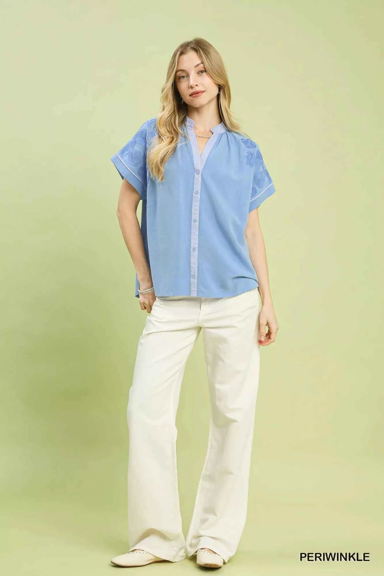Umgee Embroidered Button Front Top 03d38cb6-1000-4f7b-9bac-d70bd5d632fb-Max-Origin