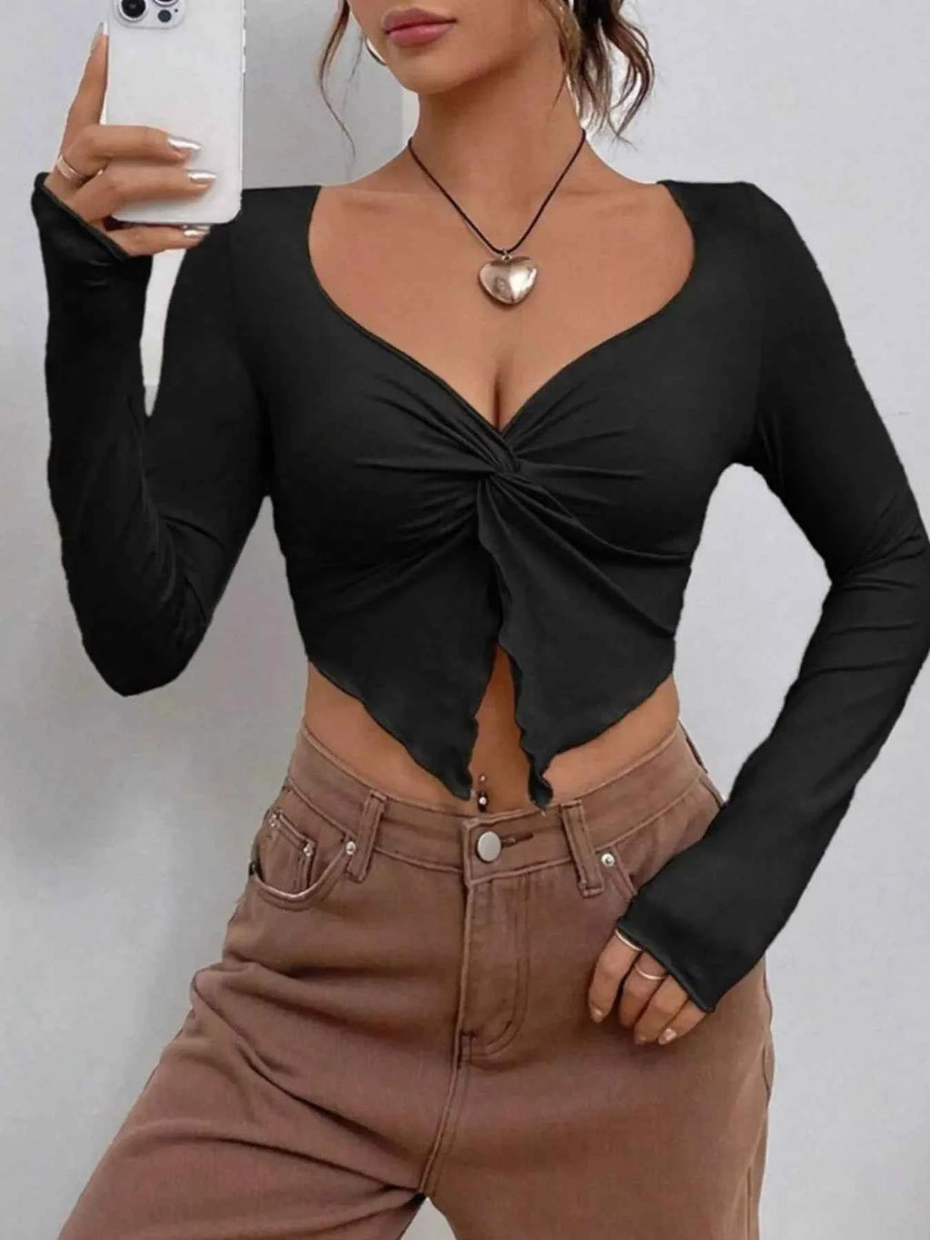 Twisted Front Long Sleeve T-Shirt 03d55f7d-cb5b-430f-9eaa-689f69d10a28-Max-Origin