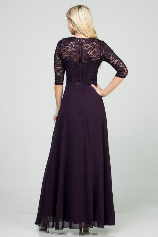 Plus Size A-Line Evening Dress – 3/4 Sleeve Lace Rhinestone Waist Gown 03d7bf27-7ef2-4d04-b1b3-bf641c362d2e
