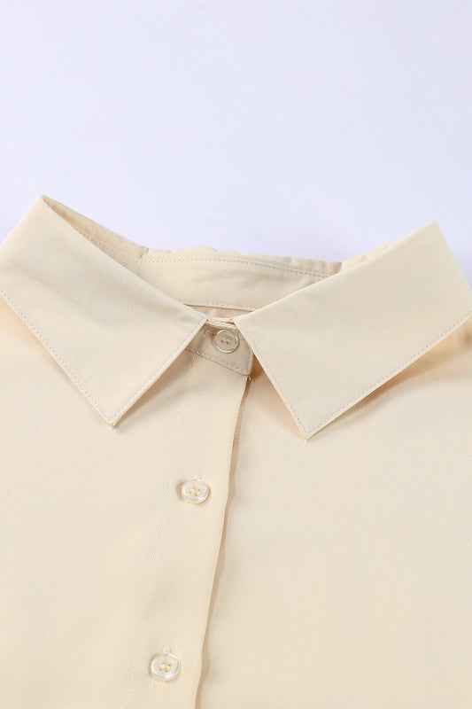 Solid 3/4 Puff Sleeve Oversize Shirt 03db16cb-ff63-4e76-b5ff-b2e77b34ba04