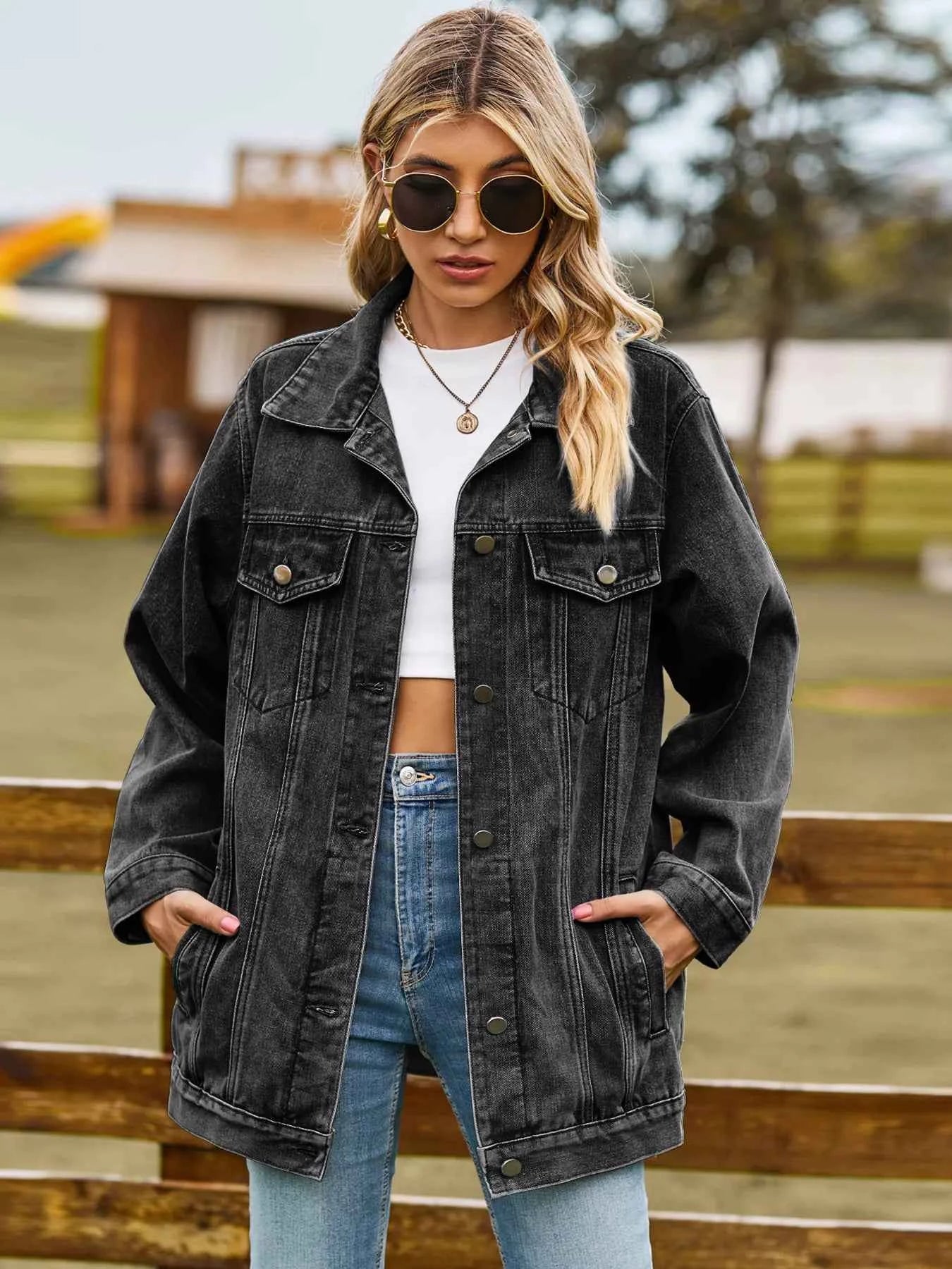 Button Up Long Sleeve Denim Jacket Black 03e5c2ac3a37408b9ffb878c2206fabf-Max-Origin