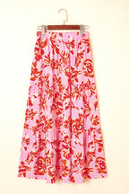 Sky Blue Bohemian Floral Print Tiered Maxi Skirt with Split 03f9100f2046f21a