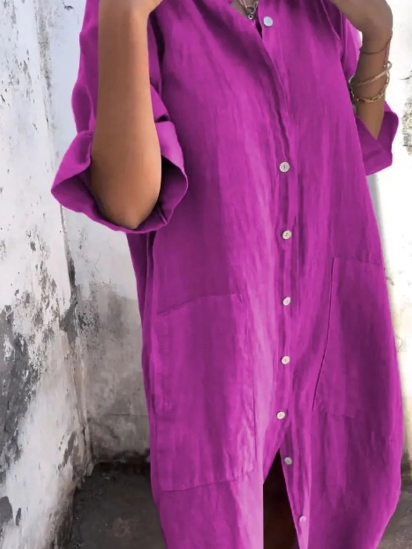Full Size Casual Linen Button-Down Shirt Dress Plus Size Purple 0405c5de-727f-4c61-98ba-3163b0586a08-Max-Origin