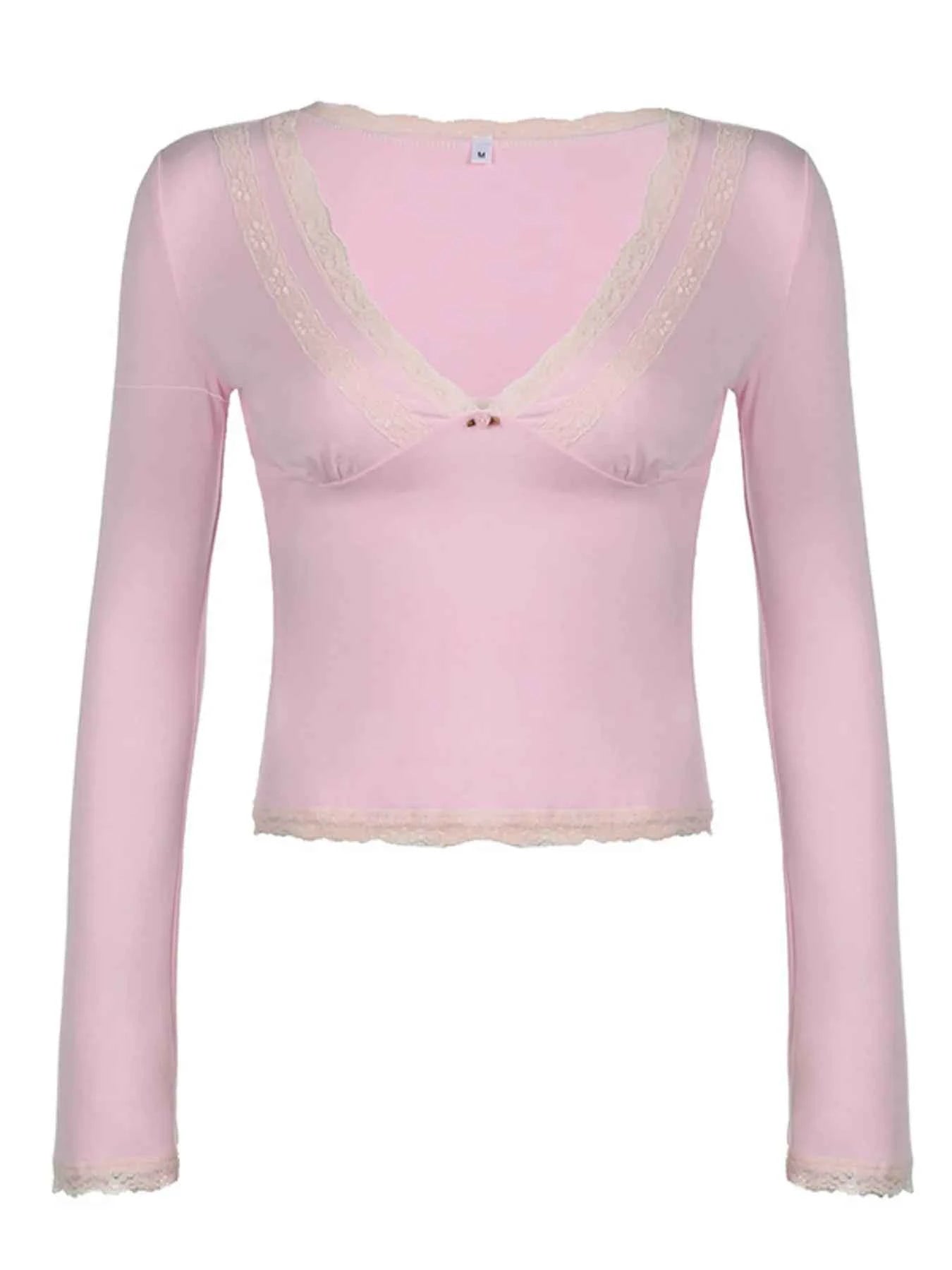 Lace Trim V-Neck Long Sleeve Top 040d044ef98a476aa7cef44388e934af-Max-Origin