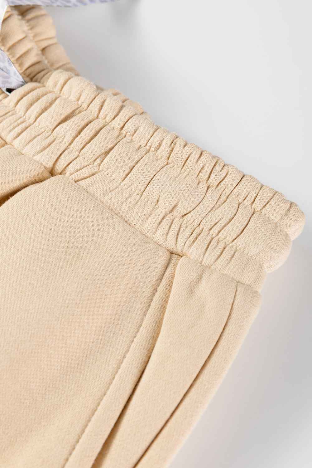 Oatmeal Fleece Lined Leopard Drawstring Elastic Waist Solid Pants 0416ba6aabe8b0dd