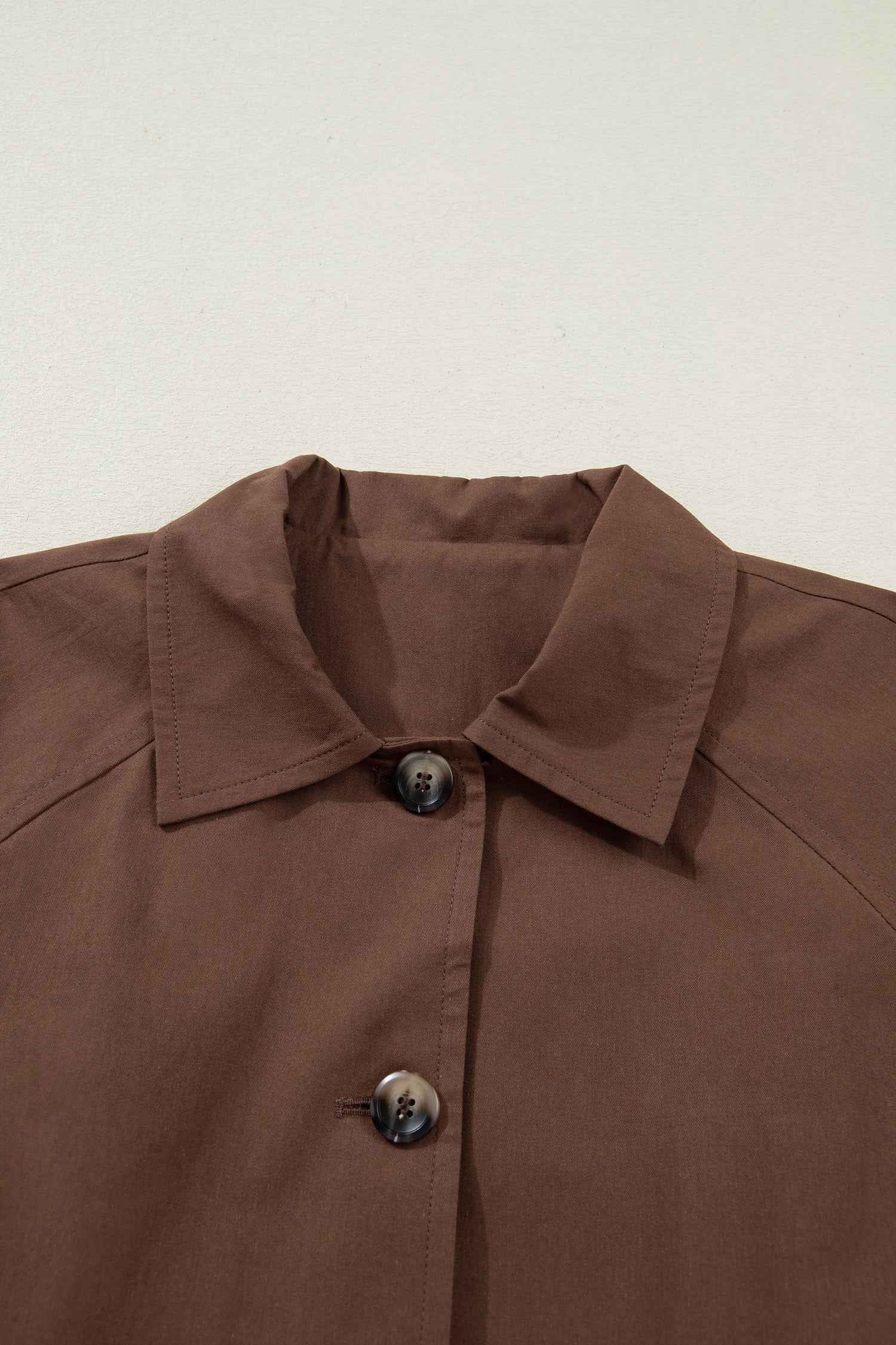 Dark Brown Collared Buttoned Leopard Liner Patchwork Chic Jacket 04196ce861284b33