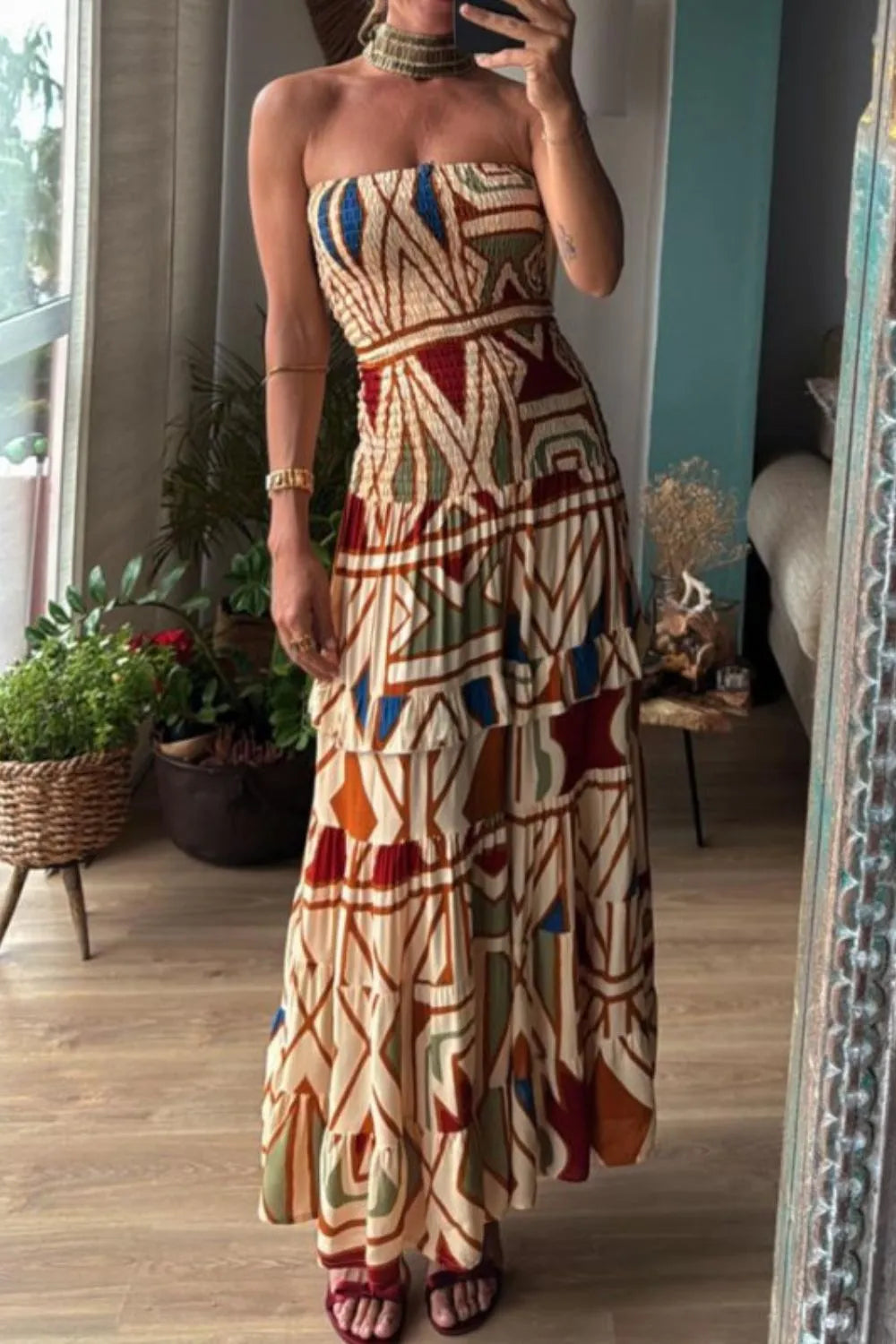 Smocked Printed Tube Dress 04243274-e580-4d4e-8710-ab8f510c0e83-Max-Origin