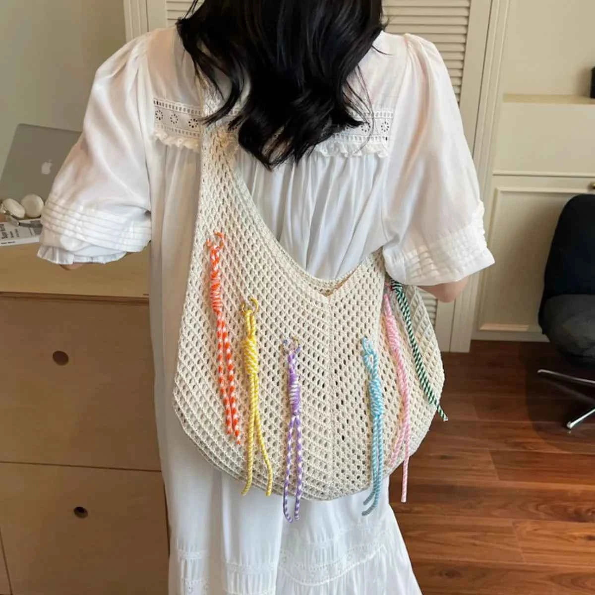Lightweight Crochet Shoulder Bag Beige onesize 042a9ebb-7d39-4a98-8c15-a3e78986d128-Max-Origin