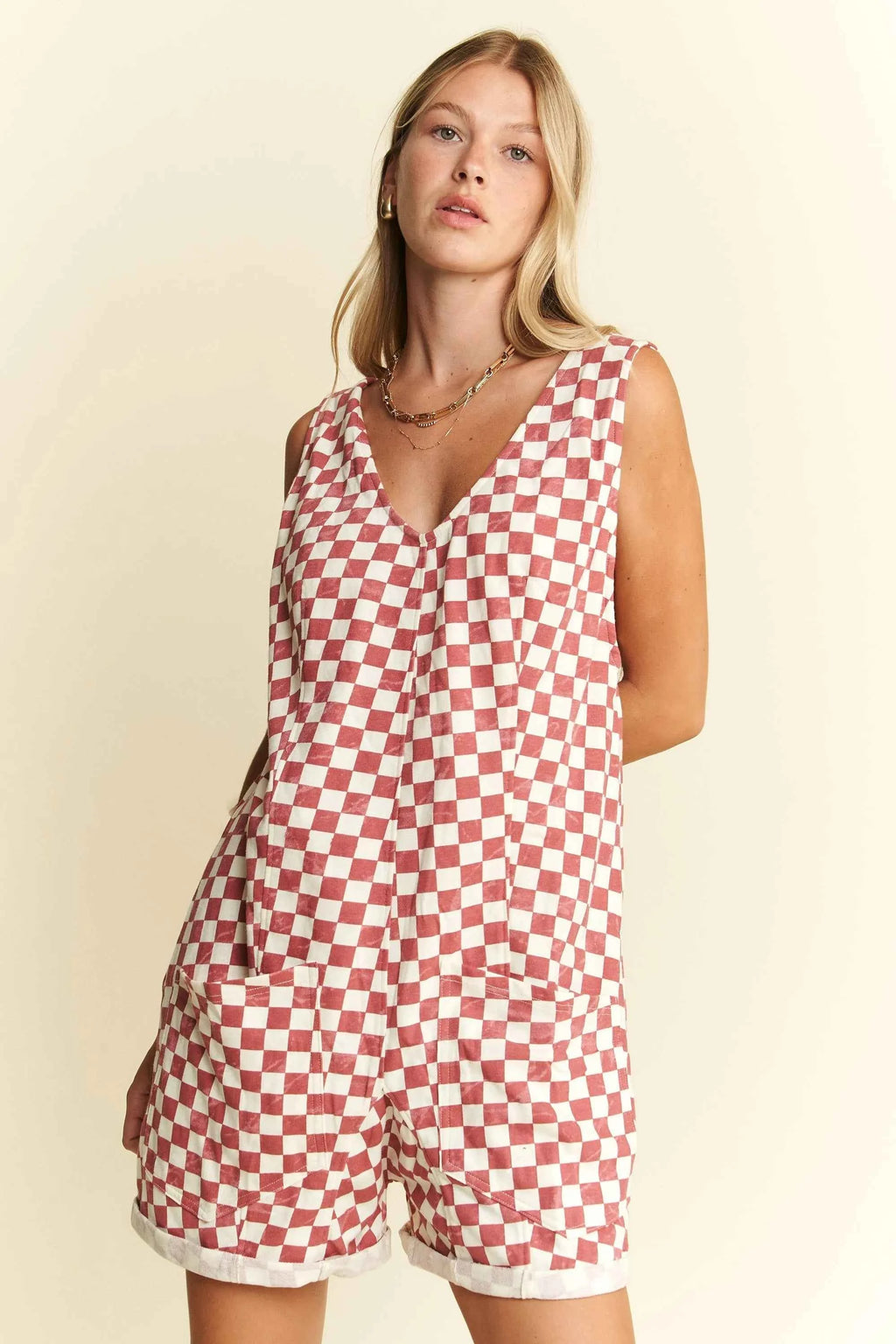 Jade By Jane Plus Size Back Tie Sleeveless Plaid Romper with Pockets 042bc9b42d994f8fb4badd468129afa0-Max-Origin