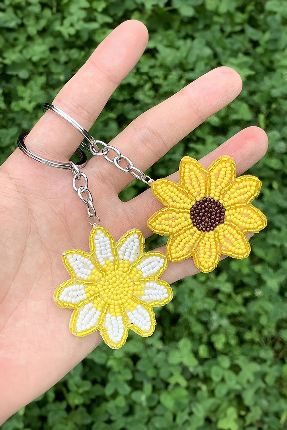 Yellow Cute Sunflower Beaded Keychain 042ed1a0b2553a01