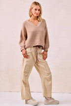 BiBi Drawstring Striped Twill Barrel Pants 042f68fb0ef94984a9b90386fc72f256-Max-Origin