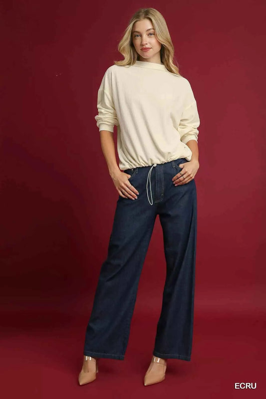 Ribbed Drawstring Hem Knit Top 04330555-d6ad-42d3-80b0-2c422b6fe6d2-Max-Origin