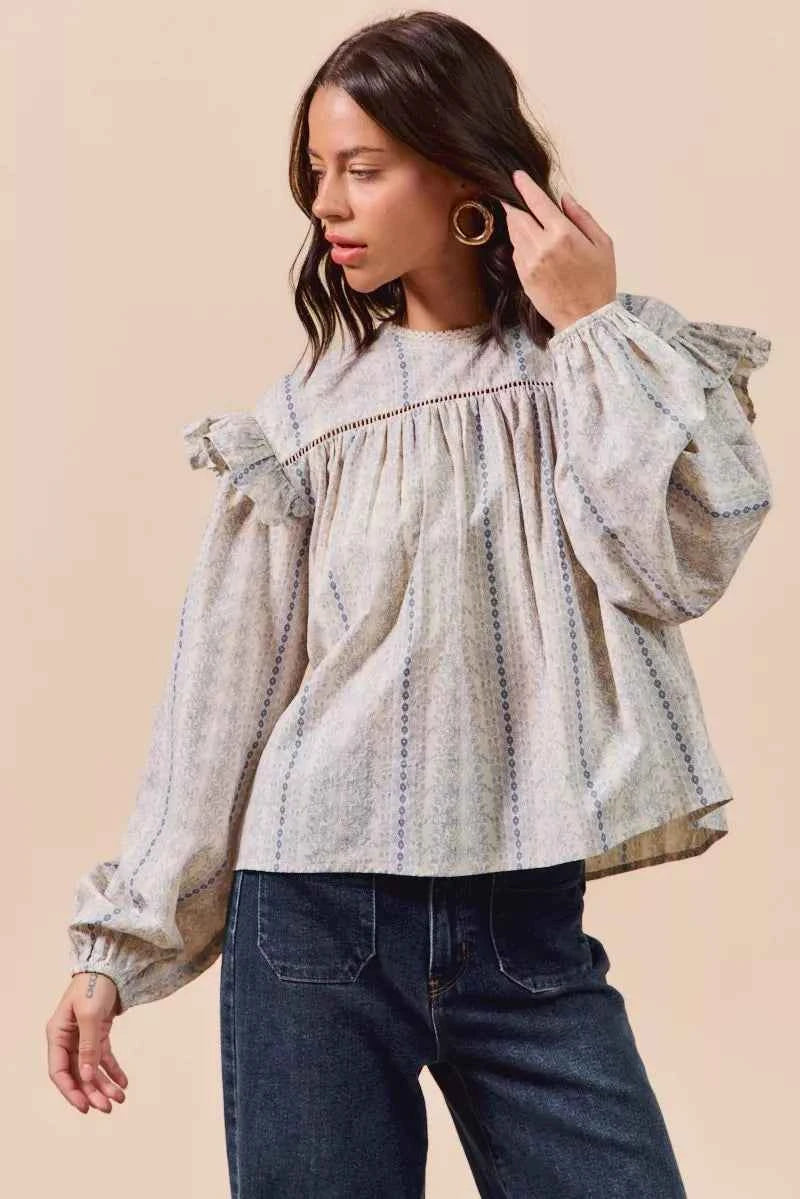 SO ME Floral Cotton Print Ruffled Long Sleeve Blouse 04458c74fbe04139b4f25a72d93160e6-Max-Origin