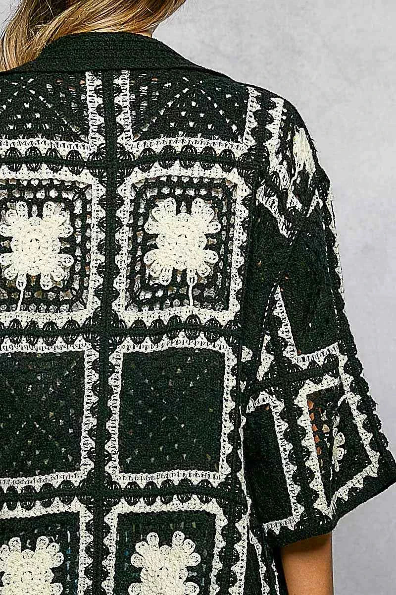 POL Button Down Openwork Floral Crochet Shirt with Granny Square Pattern 044c8d25-8d58-4f82-a60c-f23461166fc1-Max-Origin