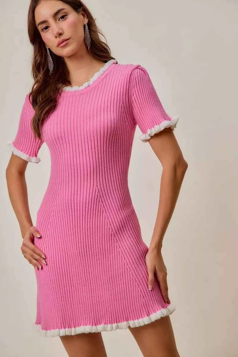 SO ME Contrast Ruffled Sweater Knit Mini Dress 044f5c2432904a59a49f3e579294f39b-Max-Origin