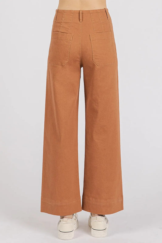 Twill Patch Pocket High Rise Wide Leg Pants 04551f9833574524b44a27f523ea6da5-Max-Origin