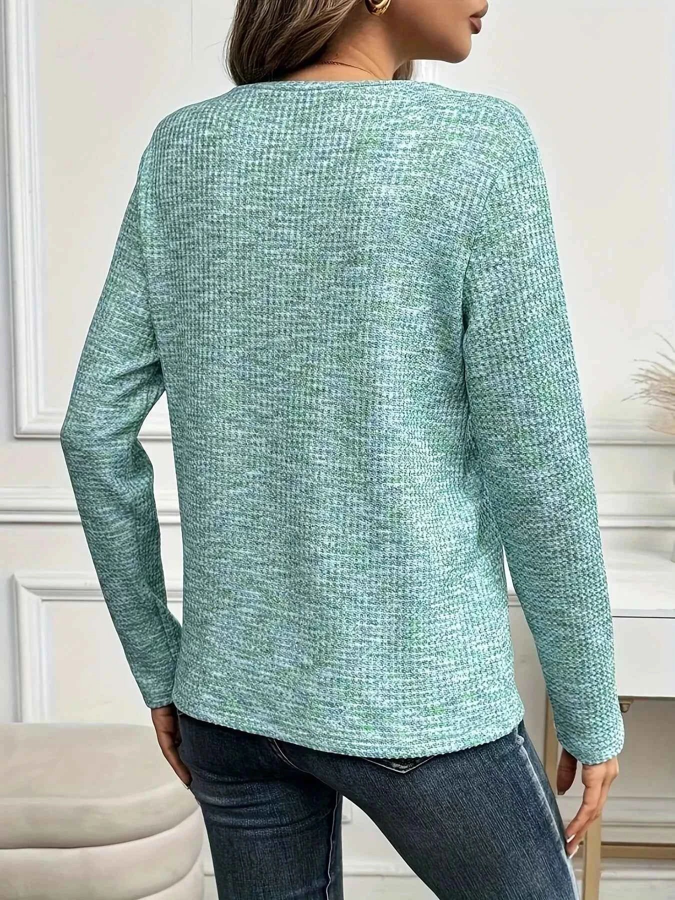 Decor Button V-Neck Long Sleeve Top 04595c8cd468425eae5f56aa9cb4cf93-Max-Origin