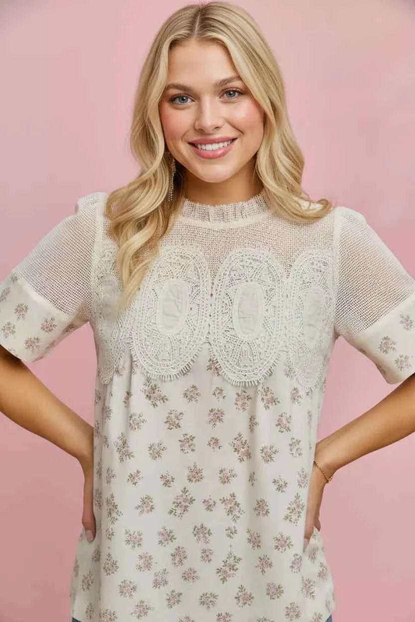 SO ME Floral Print Lace Trim Cotton Blouse 045a07d8-9e54-4c63-839e-d405fdef62ff-Max-Origin