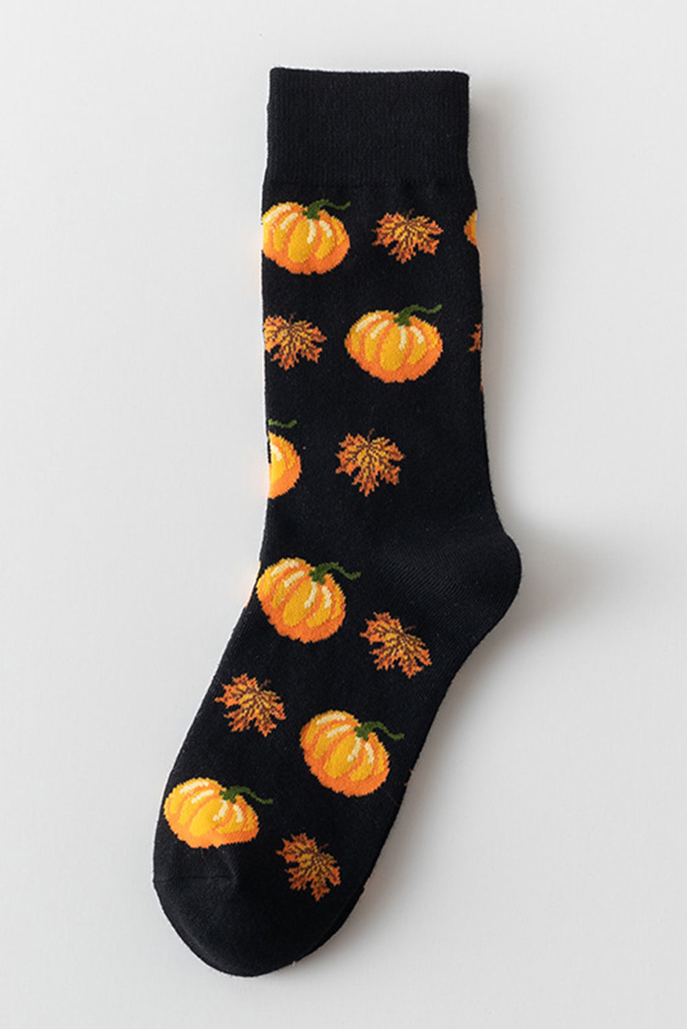 Parchment Pumpkin & Acorn Pattern Combed Cotton Crew Socks 046cabba61ecbd1a