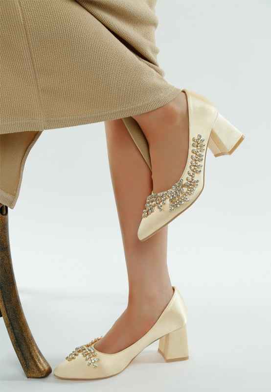 Abatina Satin Diamante Embellished Pumps 04711a6b-2222-4fb0-be3b-fbffe22be2d4