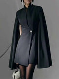 One Button Fitted Mini Blazer Dress with Cape Sleeves Black 0487314a-0011-4bd0-bad5-52c4b93ab754-Max-Origin
