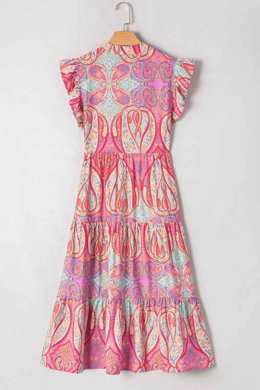 Tribal Paisley Ruffle Sleeve Notch Neck Midi Dress 048e75ff-9d87-4269-a226-8f2f35f6576a_f85e9f50-7f9f-4ff8-ae67-83455b044e85