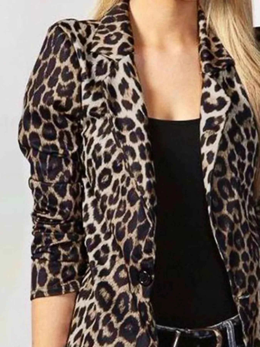 Leopard Print One Button Blazer 0496660e-814f-4fab-b67f-4040cde8026f-Max-Origin