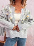 Flower Button Up Long Sleeve Cardigan Light Gray One Size 049fd5f914c1480686708254db19c8de-Max-Origin