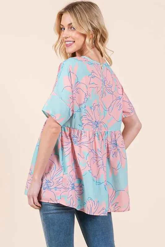 BOMBOM Floral Babydoll Tunic Top 04a47dbf4749470dafe49fad50ebca75-Max-Origin