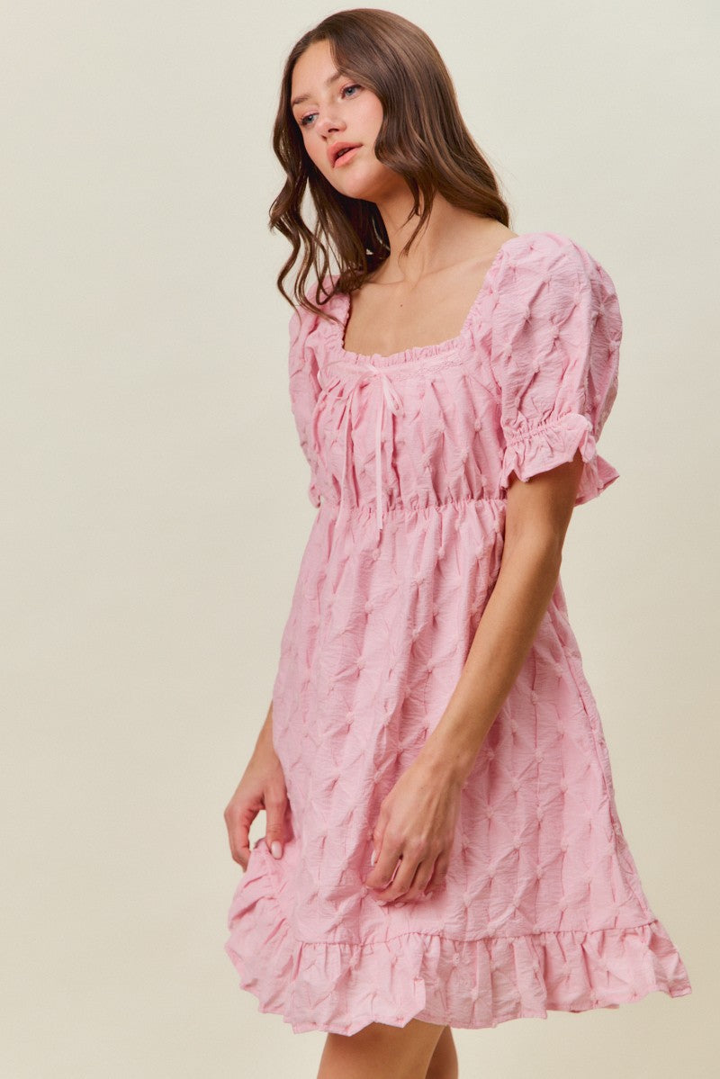 SO ME Texture Woven Ruching On Bust Mini Dress 04a98b27451e47e3a3e9be72fd916940-Max