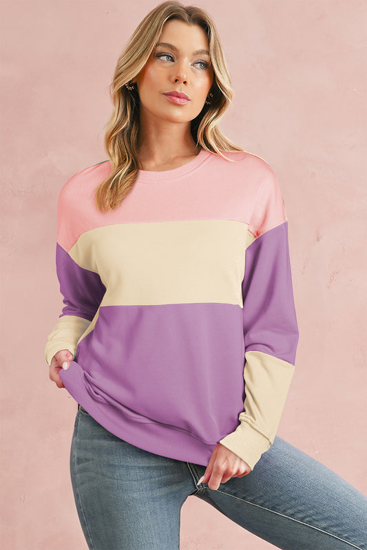 Meadow Mauve Colorblock Drop Shoulder Sweatshirt 04bb8e970f77347d