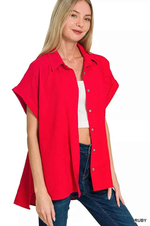 Zenana Woven Airflow Button Down Shirt 04c4f62afe0a4fd88feaf57f65347604-Max-Origin