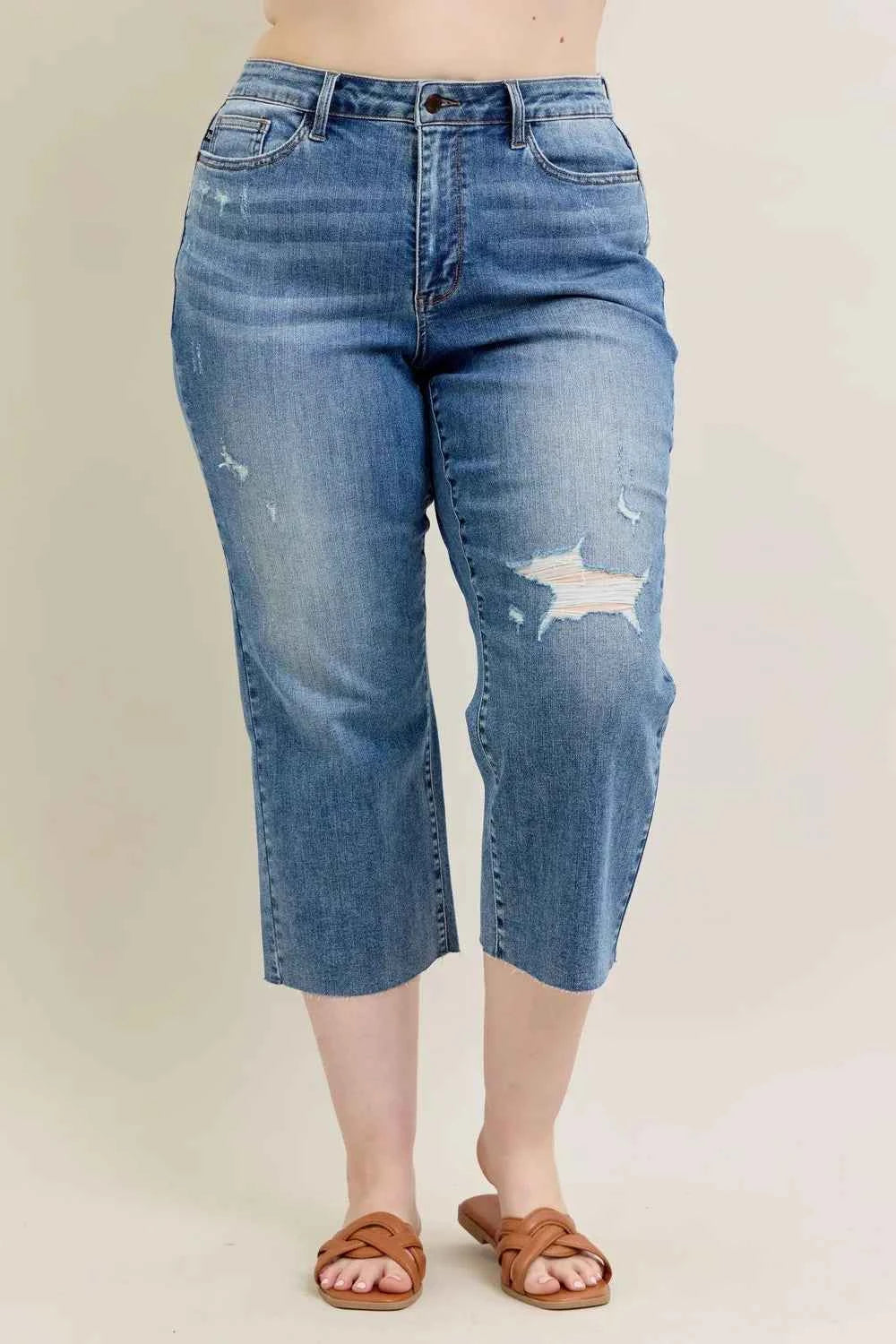 Judy Blue Plus Size High Waist Back Destroy & Raw Cut Hem Crop Wide Medium 04db088f-cf1a-45ec-9be5-4a2d058d68b4-Max
