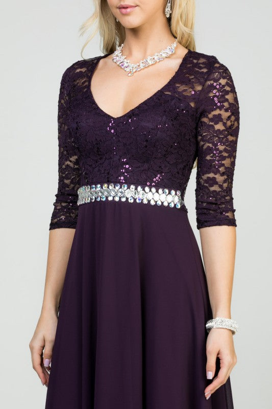 Plus Size A-Line Evening Dress – 3/4 Sleeve Lace Rhinestone Waist Gown 04e0bbb7-da8b-45f7-9019-e427675c1ac0