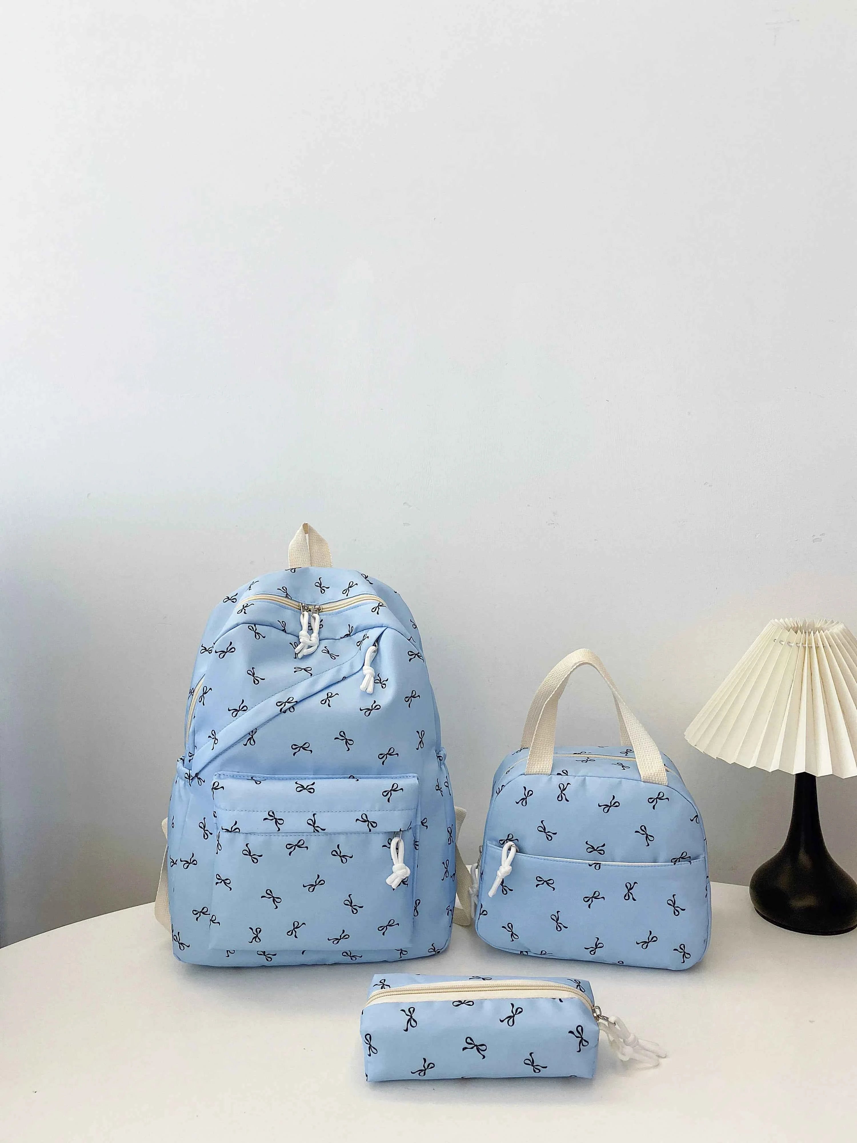 Bow Print 3-Piece Bag Set Blue onesize 04e4997346c94b15bbe3461bafc5e78c-Max-Origin