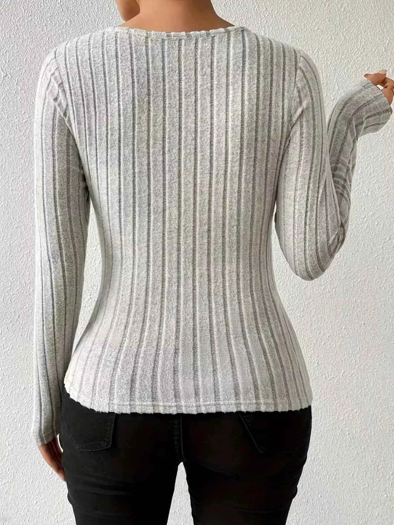 Decor Button Ribbed Long Sleeve Top 04ed9aa29a064d3096bd17847bbd8247-Max-Origin