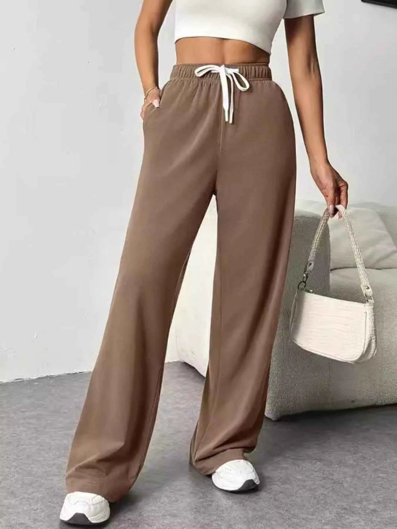 Drawstring Wide Leg Pants Brown 04eec1f7-270e-4505-a560-aa98fa79a9b4-Max-Origin