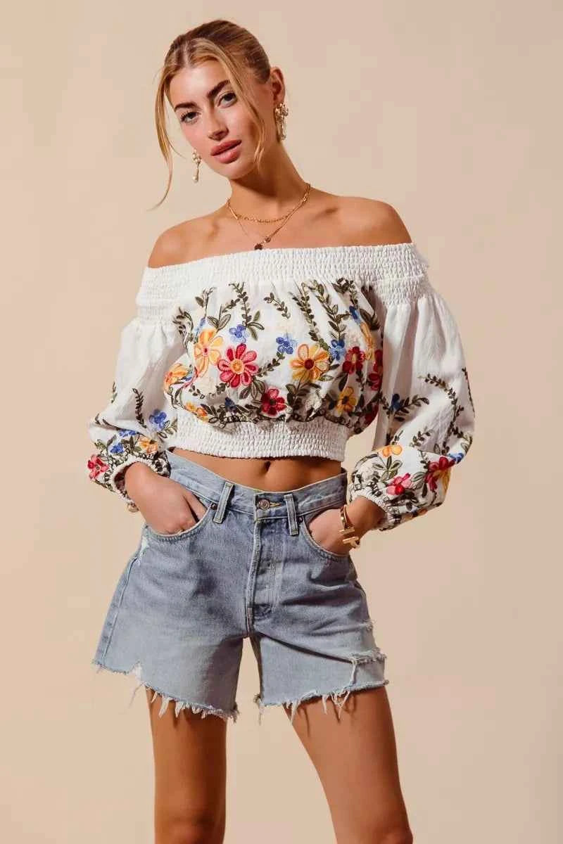 SO ME Floral Embroidered Off The Shoulder Crop Top 04eff71bba964dd881a1650b2ee342b2-Max-Origin