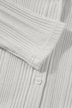 White Ribbed Plain Knit Cardigan