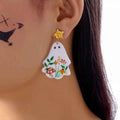 Whimsical Ghost Earrings with Floral Design White One Size 04ff39fd-64f5-4fd6-9325-ad918788f81f-Max-Origin