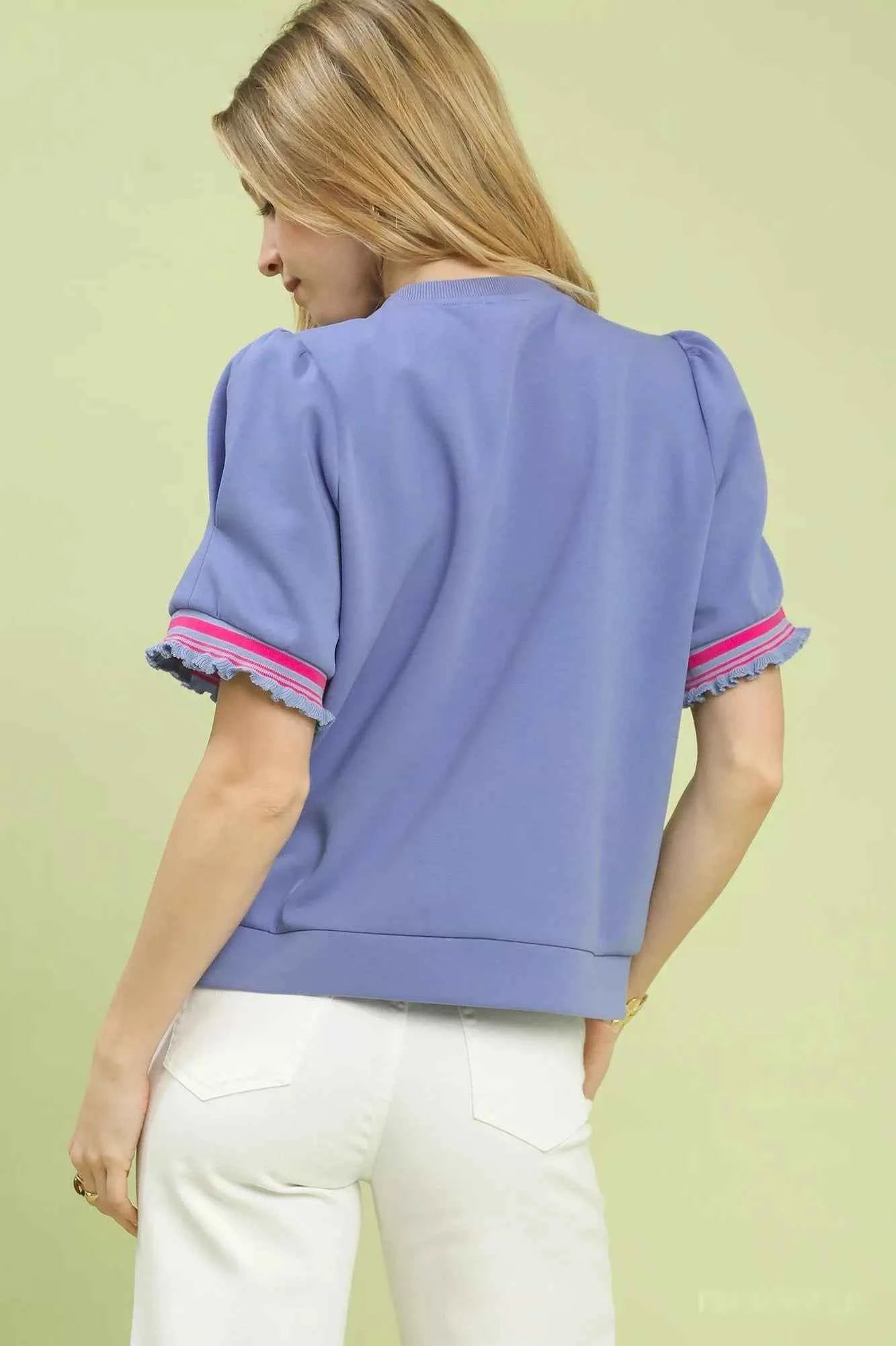 Umgee Puff Sleeve Button Front Top with Contrast Trim 05022046-af38-42b8-992e-d07ed5028f3f-Max-Origin