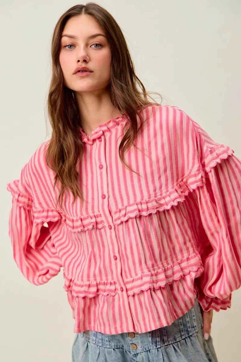 SO ME Variegated Stripe Reversible Flowy Boho Blouse 05022470c5b4485cad2428d07df98f0e-Max-Origin