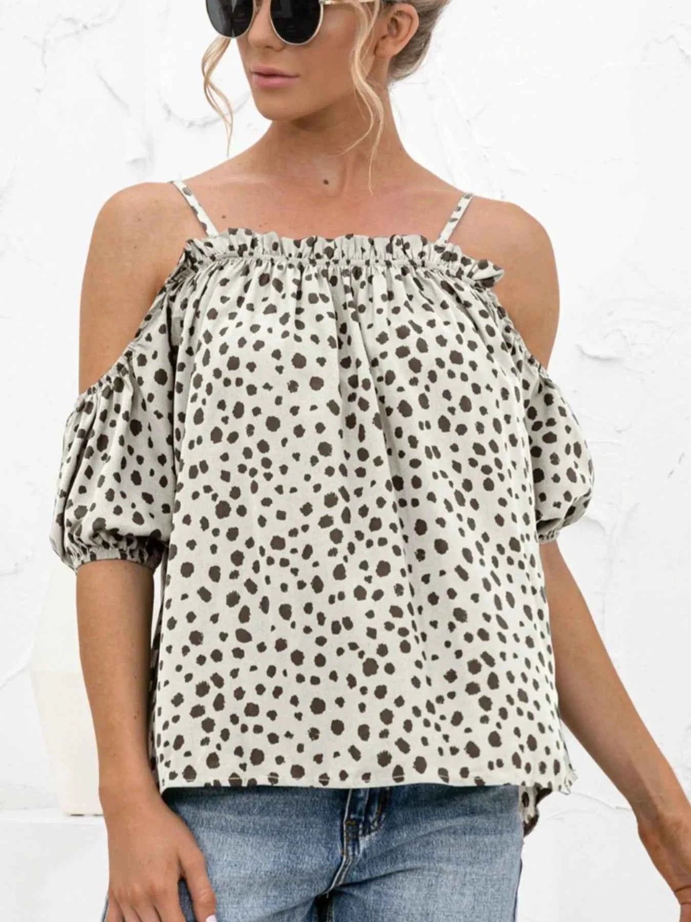 Puff Sleeve Polka Dot Ruffle Cami Top 0508a671-9769-4626-ae40-dbae519dd3b0-Max-Origin