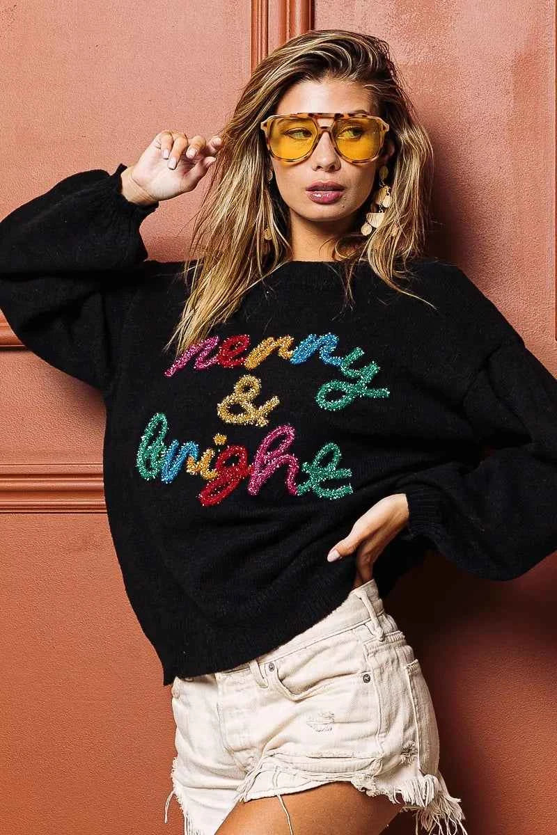 BiBi Tinsel Lettering Christmas Sweater 051e3b598ac94ab0a29d4e7d500cea82-Max-Origin