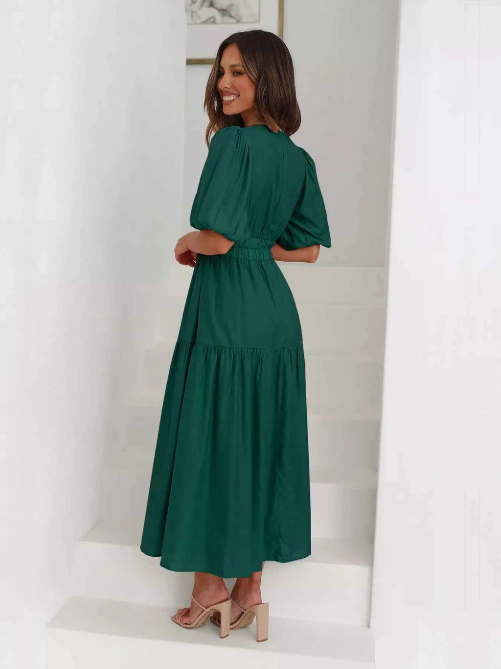 Tiered Puff Sleeve Midi Dress 052587dc-b6b6-4deb-a8e6-d00215bcfa30-Max-Origin