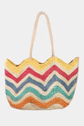 Fame Wavy Rainbow Straw Tote Bag Multi One Size 053693b1-28cf-44c6-bb69-ed5270442d7e-Max-Origin