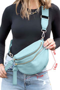 Light Blue Wide Strap Double Zipper Crossbody Bag Light Blue ONE SIZE 100%Polyester+Lining:100%Polyester 05412bb706bcf511