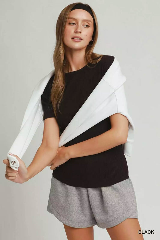 Brushed Rib Short Sleeve Top 0547cd63-9013-41af-ba9a-56e40b2672c9-Max-Origin