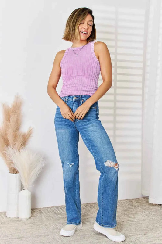 Ribbed Washed Round Neck Tank 054ada94-bd18-4cd7-9124-c0df27372884-Max
