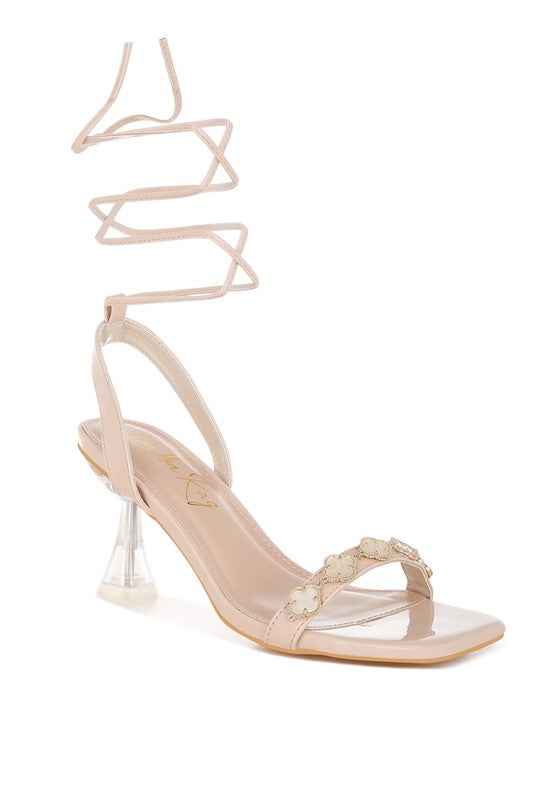 Ebina Charm Detail Spool Heels Beige 054c8db2-785d-4365-ad2b-8f9be81af4e8